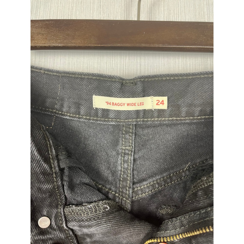 Levi's Womens 24x30 Black '94 Baggy Wide Leg High Rise Cotton Denim Retro 90s - Picture 3 of 9